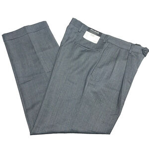 $200 Jos A Bank Traveler Men's 40R (Fits 33x30) Gray Pants Pleated Herringbone